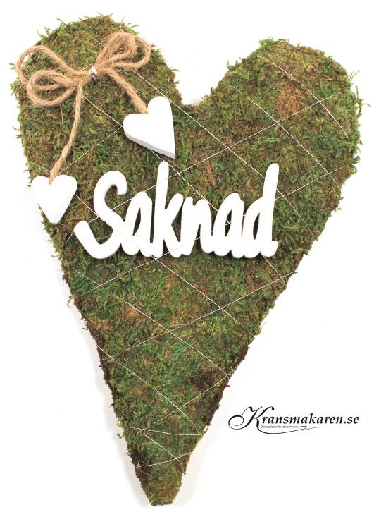 Mosshjärta saknad, ca 26x18 cm